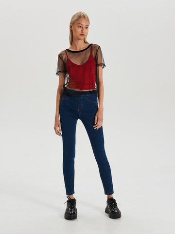 PETITE Black Rip Joni Jeans