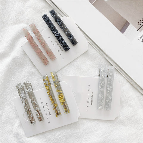 1Pair/2PCS Chic Korea Style Geometric Acrylic Hair Clips Shiny Tin Foil Sequins Hairpins Women Girls Barrettes Hair Accessories
