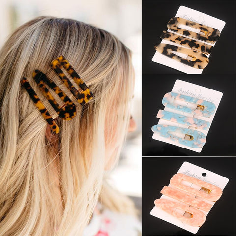 3PCS/Set Fashion Acetate Geometric Hair Clips For Women Girls Headband Sweet Hairpins Barrettes Hair Accessories Set