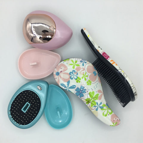 1pc Magic Anti-static Hair Brush Handle Tangle Detangling Comb Shower Electroplate Massage Comb Salon Hair Styling Tool