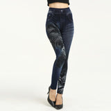 Printing Jeggings Female Seamless Leggings Jeans Elastic High Waist Women Slim Denim Pants Push Up Sexy Leggins Girls Autumn