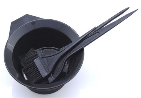 Hair Color Mixing Bowls with 3 brushes 4pcs Plastic Hair Tools Hair Dye Styling Accessories